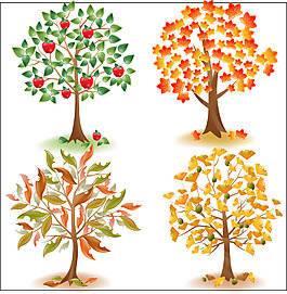 秋天丰收的大树插画
