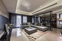 简约客厅方形吊顶装修效果图