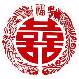中国风喜庆囍字剪纸图案