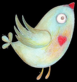 水墨小鸟透明装饰图案