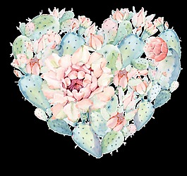 爱心花卉透明装饰图案
