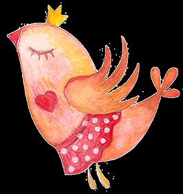 红色小鸟透明装饰图案