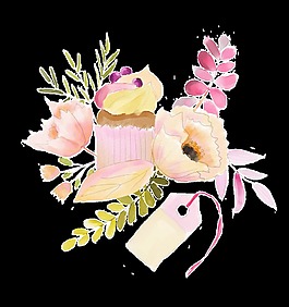 食物植物透明装饰图案