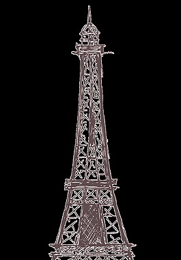 手绘铁塔透明装饰图案