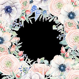 百花花环透明装饰图案