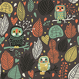 清雅风格动植物手绘壁纸图案装饰设计