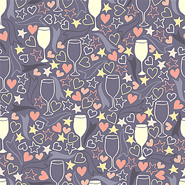 紫色清新少女心酒杯壁纸图案装饰设计