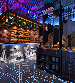 矿泉水火锅室内效果图设计素材