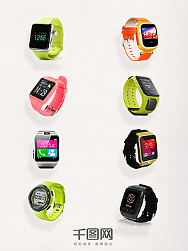 一组彩色智能手环设计素材
