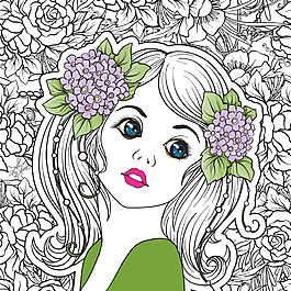 手绘可爱的花间精灵插画