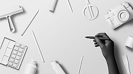 白色剪刀针线实物元素图