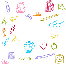 手绘线条书包元素