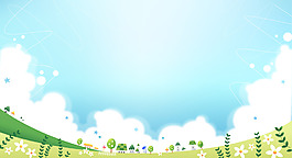 文艺清新手绘天空卡通背景素材