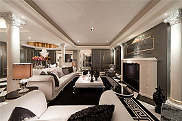 简约客厅方形吊顶装修效果图