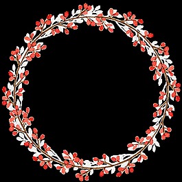 圆形清新花环透明装饰素材