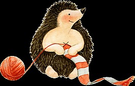 织毛衣的刺猬透明装饰素材