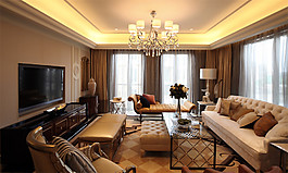 简约客厅方形吊顶装修效果图