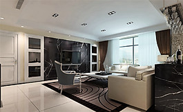 现代时尚高级客厅玻璃柜室内装修效果图