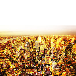 手绘金色城市元素