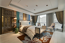 简约卧室方形吊顶装修效果图