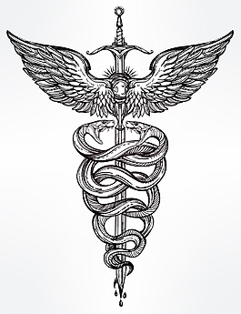 黑白手绘宗教特色图案