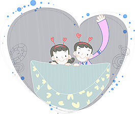 手绘心形信纸元素