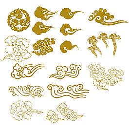 手绘花纹祥云元素