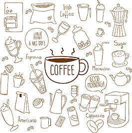 手绘咖啡线条元素