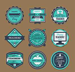 9款蓝色教师节标签矢量素材