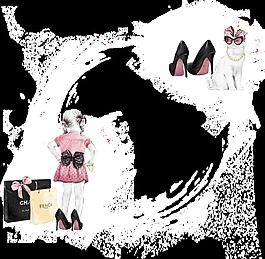 手绘在购物的卡通人物png透明素材