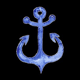 水彩鱼钩png透明素材