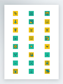各种方形下载图标集