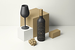 精美葡萄酒瓶酒杯实物图