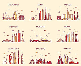 抽像时尚城市建筑插画