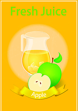 新鲜苹果水果榨汁海报背景素材