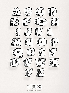 字母粉红爱心装饰英文字母创意英文字母26个艺术字母26个水彩细线大