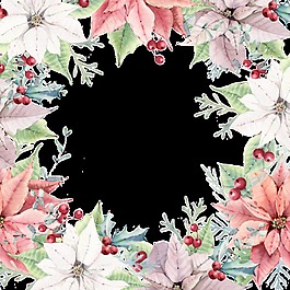 百花盛开花环透明素材