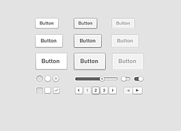 简单白色界面按钮PSD素材
