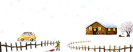 卡通手绘雪景房子png元素素材