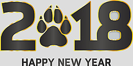 卡通黑色2018艺术字免抠psd透明素材