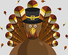 扁平手绘火鸡感恩节元素免抠psd透明素材