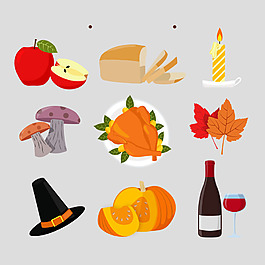 漂亮装饰图感恩节元素免抠psd透明素材