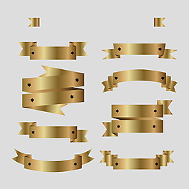 时尚金色飘带免抠psd透明素材