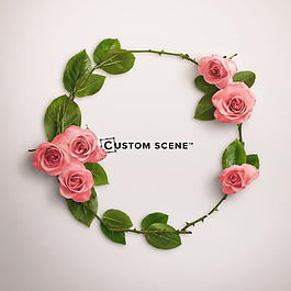 朴素简约玫瑰花花环装饰psd源文件