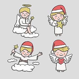 手绘圣诞天使免抠psd透明素材