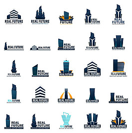 蓝色高楼大楼标志图片