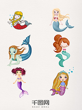可爱的美人鱼元素素材