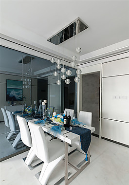 清新简约风餐厅餐桌效果图