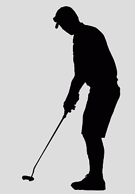 高尔夫球运动男人剪影免抠psd透明素材