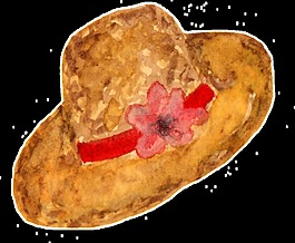 花朵草帽卡通透明素材